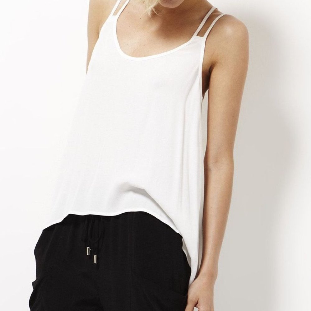 Pink Stitch Be Mine Cami in White